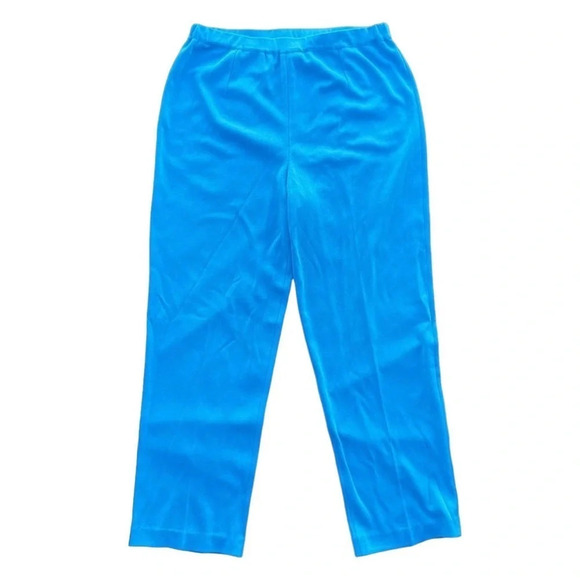 Ming Wang Women’s Size L Cerulean Blue Knit Straight Full ￼length Pull On Pants - Picture 1 of 2